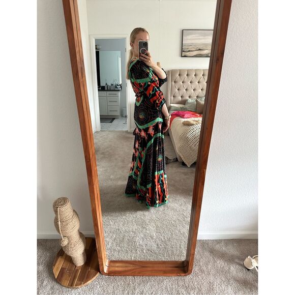Vintage Black and Orange Maxi Dress - Picture 3 of 16